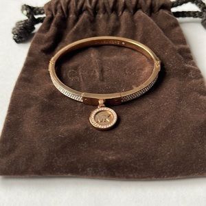 Michael Kors Rose Gold - hinged bangled bracelet with pave crystal studded band